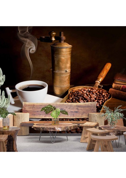 Kahve Öğütme Makinalı Cafe Duvar Kağıdı Baskı