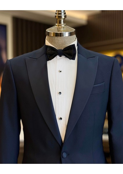 Italyan Kesim Slim Fit Sivri Yaka Ceket Pantolon Damatlık Set Lacivert T11837 fiyatları