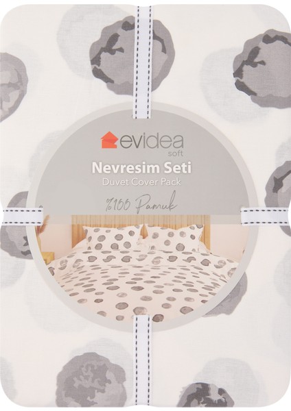 Soft Aquarelles Tek Kişilik Nevresim Seti - Gri / Beyaz