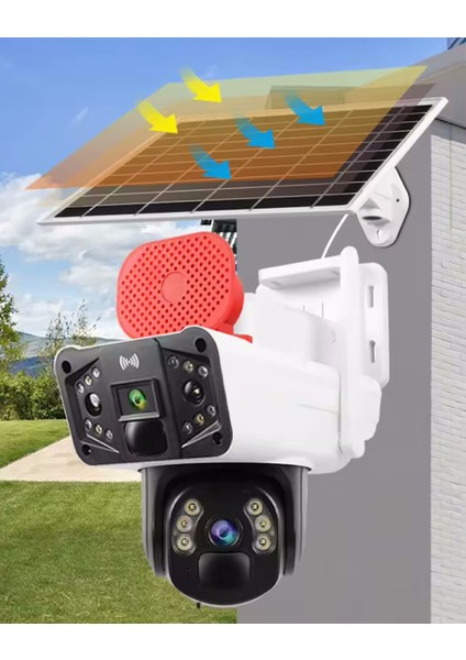 Ultimate Solar 4g Güneş Enerjili Dual Lens 360° Görüş Akıllı Güvenlik Kamerası  (O-Kam) Uygulama Beyaz