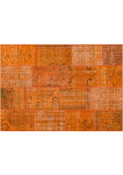 Otantik El Dokuma Patchwork Halı Turuncu modelleri