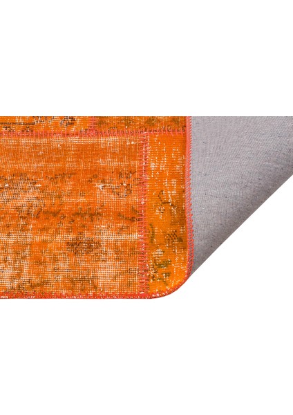 Otantik El Dokuma Patchwork Halı Turuncu indirimleri