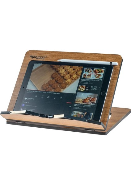 Tekno Trust Plastik Ahşap Kitap Okuma Standı Tablet Standı Kitap Tutucu Rahle (Teak) Kahverengi