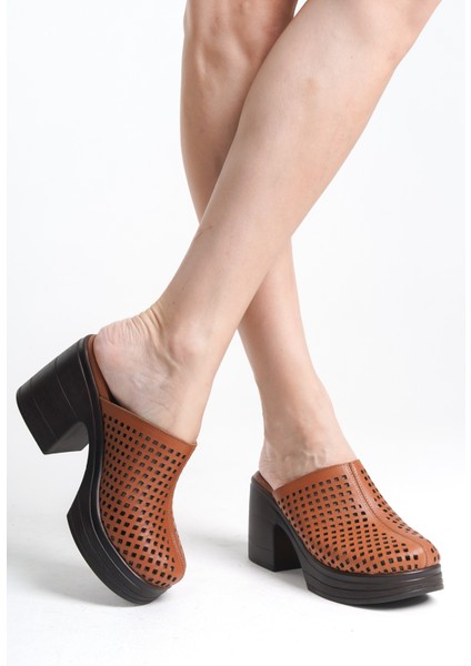 Hakiki Deri Taba 10 cm Platform Ortopedik Sabo Terlik TMD202490