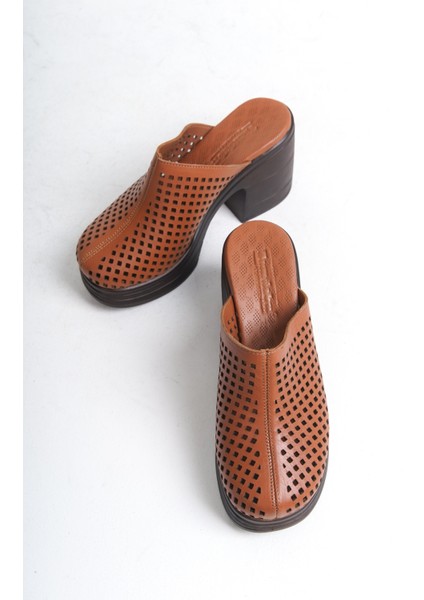 Hakiki Deri Taba 10 cm Platform Ortopedik Sabo Terlik TMD202490 modelleri