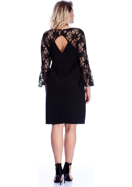 Kadın Siyah Dantel Detaylı Elbise fiyatları