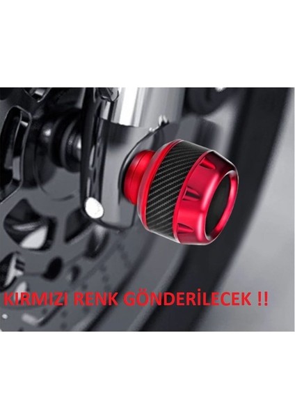 Motosiklet ,scooter Ön Teker Koruma Takozu Karbon Detaylı Kırmızı Renk 16 mm Millere Uygun-Arasmoto fiyatları