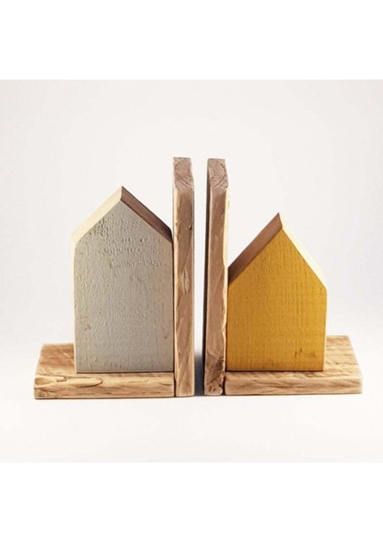 Çok renkli ahşap evli kitap tutacağı, şık ve doğal tasarım, TR yapımı
