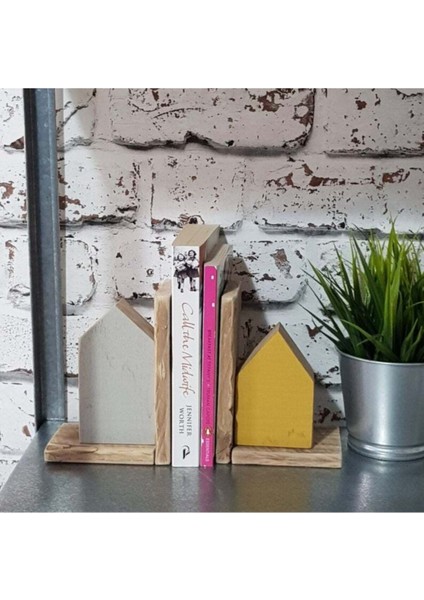 Çok renkli ahşap evli kitap tutacağı, şık ve doğal tasarım, TR yapımı fiyatları