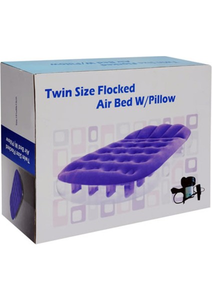 Çift Kişilik Şişme Yatak Elektrikli Hava Pompa Hediyeli - Twin Size Flocked Air Bed W/pillow
