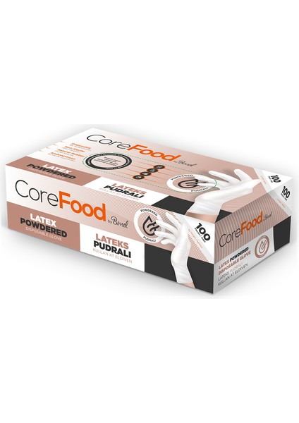 Destpak Bimel Coremed Lateks Pudralı Eldiven - Kullan At Eldiven - Doktor Eldiveni (1 KUTU-100 Adet)