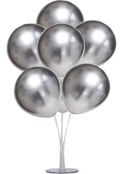 7 Li Balon Demeti Krom Gümüş Balon