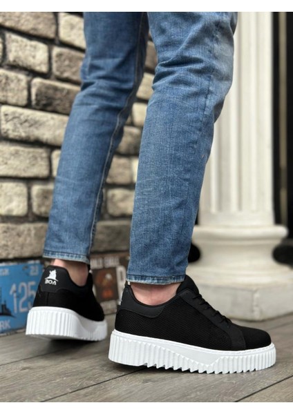Ba0803 Boa Yüksek Taban Triko Siyah Erkek Ayakkabı modelleri