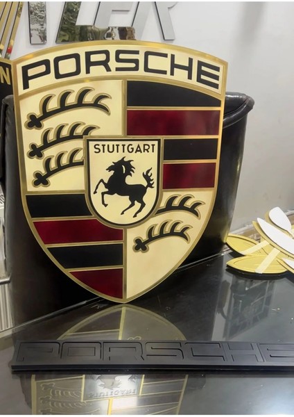 Eha Lazer Duvar Dekorları - Araba Logoları - Porsche