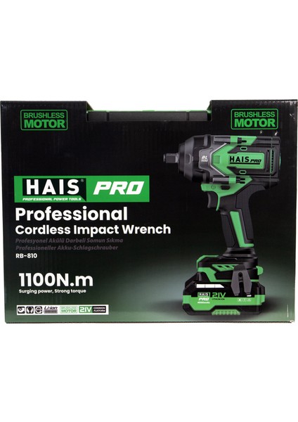 Hais Pro Profesyonel Darbeli Somun Sıkma 1100 Nm 21 V