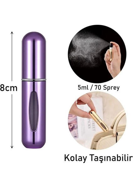 Çanta Içi Mini Parfüm Şişesi Doldurulabilir Cep Seyahat Boy Yedek Parfüm ve Kolanya Şişesi 1 Adet