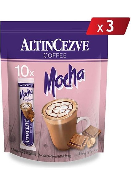 3ü1 Arada Mocha Çikolatalı Sütlü Köpüklü 10′ Lu Paket -17 gr x 10 Adet - 3lü Paket