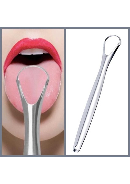 Paslanmaz Çelik Metal Dil Temizleme Aparatı Ayurveda Dil Kazıma Çubuğu Kazıyıcı Sıyırıcı 1-Adet