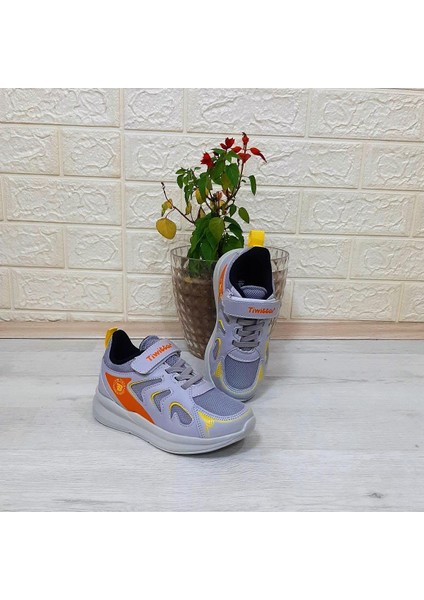 86924 Gri Sarı Cırtlı Lastikli Erkek Çocuk Spor Ayakkabı fırsatları