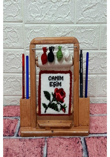 50X Canım Eşim Alttan Tomurcuk Gül Motif Kalemlik
