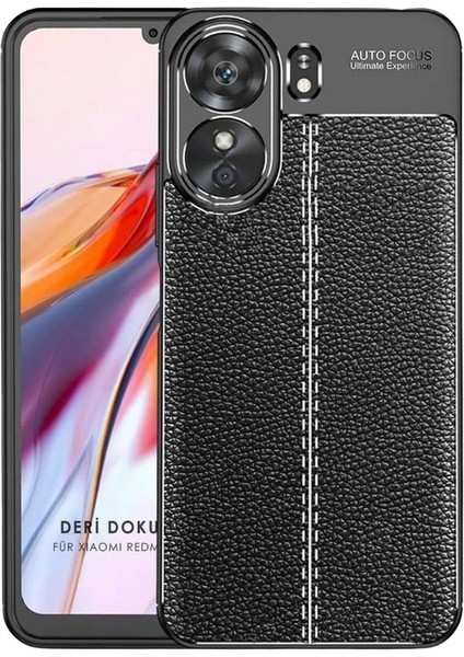 Redmi 13C Deri Desenli Silikon Kılıf - Ultra Darbe Emici Kamera Korumalı Kapak