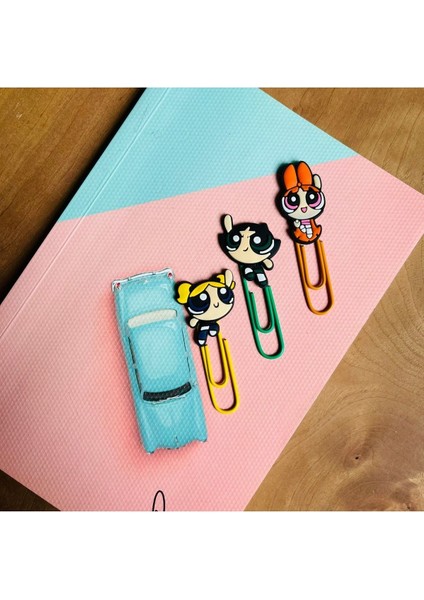 Powerpuff Girls 3D Kitap Ayracı / Ataç 3 Lü Set (Defter Görsel Amaçlı Kullanılmıştır.)