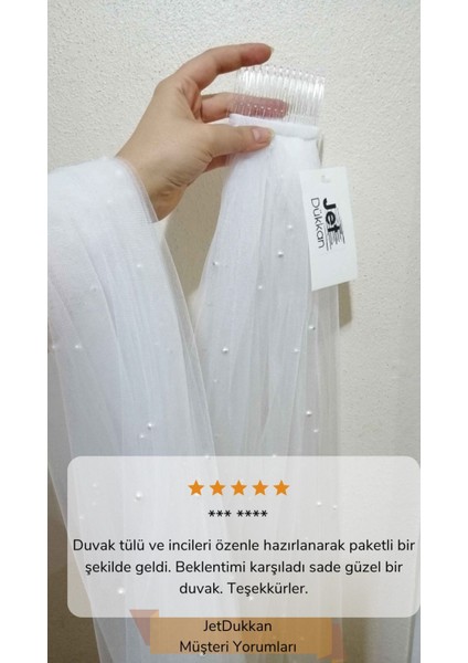 Tekno Trust Tül Yoğun Incili Duvak 2 Metre - Dz, Gelin Gelinlik Için, Nikah, Duvağı,tül, Kırık Beyaz