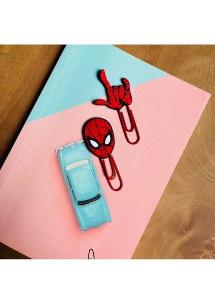 Spiderman 3D Kitap Ayracı / Ataç 2'li Set (Defter Görsel Amaçlı Kullanılmıştır.)