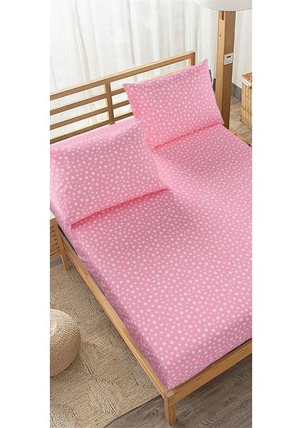 Goldenfull Pembe Yıldız Tek Kişilik Lastikli Çarşaf Takımı