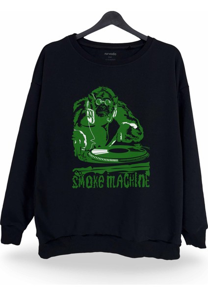 Dj Goril Baskılı Bisiklet Yaka Oversize Sweatshirt