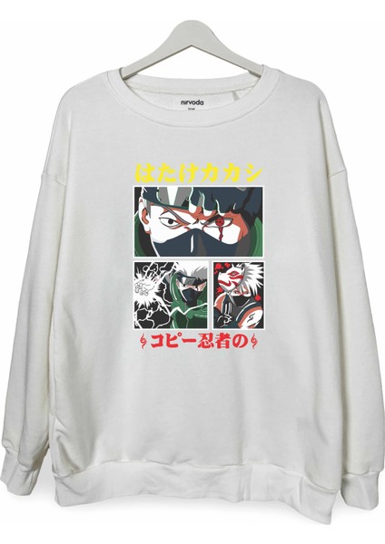 Kakashi Hatake Naruto Baskılı Bisiklet Yaka Oversize Sweatshirt Anime Manga