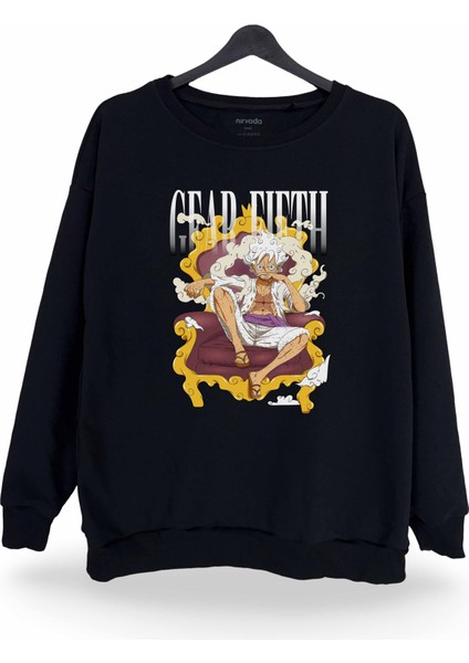 Luffy One Piece Baskılı Bisiklet Yaka Oversize Sweatshirt Anime Manga
