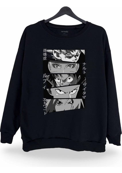 Naruto Baskılı Bisiklet Yaka Oversize Sweatshirt Anime Manga
