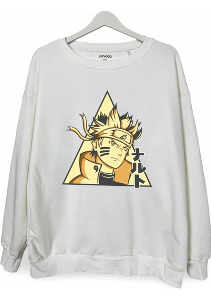 Uzumaki Naruto Baskılı Bisiklet Yaka Oversize Sweatshirt Anime Manga