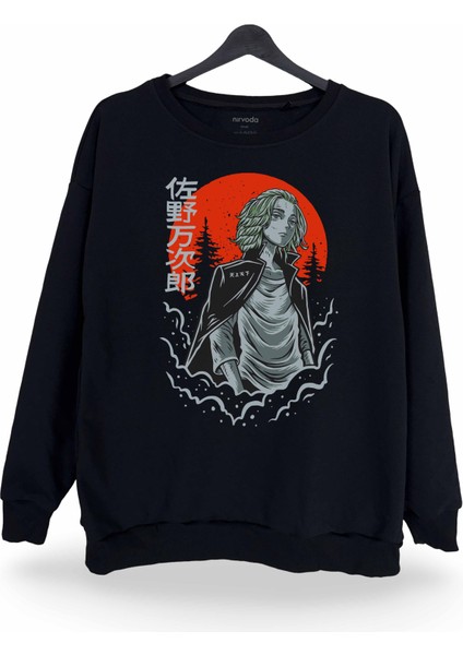 Tokyo Revengers Baskılı Bisiklet Yaka Oversize Sweatshirt Anime Manga