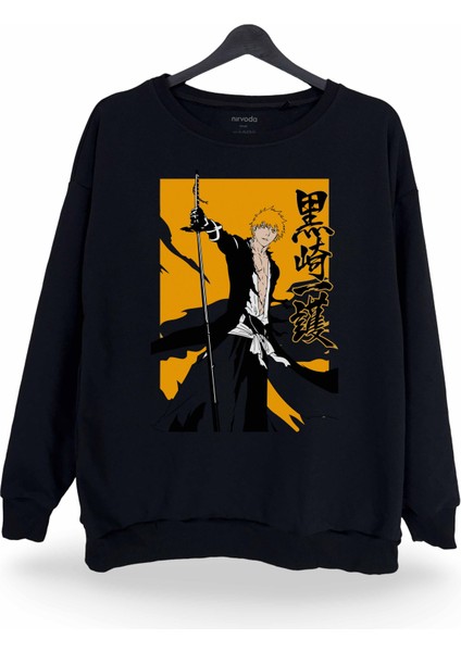 Ichigo Kurosaki Bleach Baskılı Bisiklet Yaka Oversize Sweatshirt Anime Manga