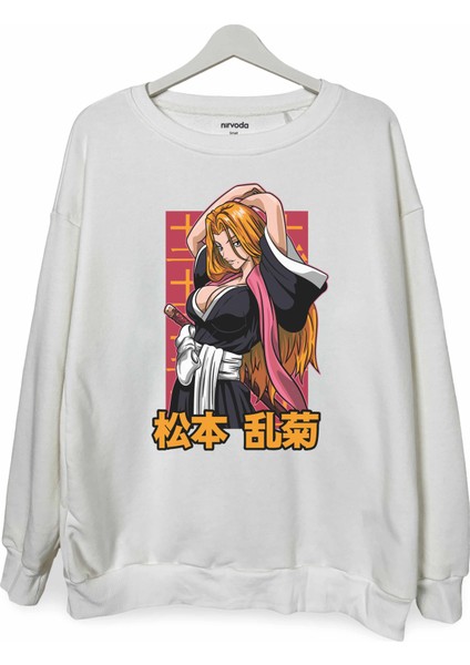 Rangiku Matsumoto Bleach Baskılı Bisiklet Yaka Oversize Sweatshirt Anime Manga