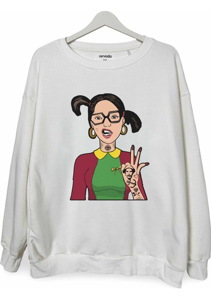 La Toxica Baskılı Bisiklet Yaka Oversize Sweatshirt