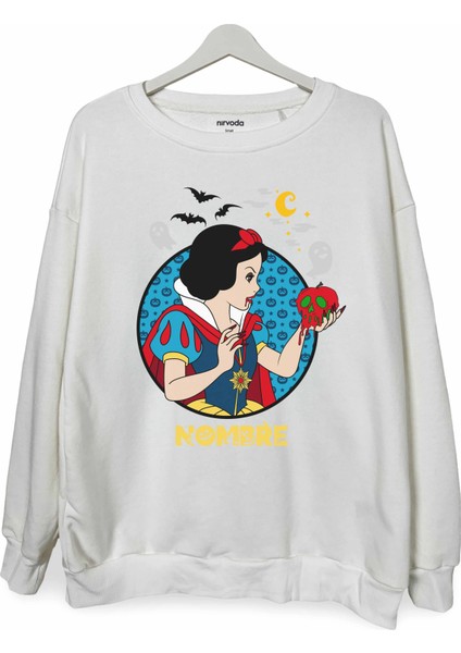 Kırmızı Başlıklı Halloween Kız Baskılı Bisiklet Yaka Oversize Sweatshirt