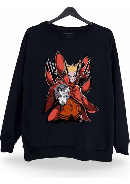 Naruto Baryon Mod Baskılı Bisiklet Yaka Oversize Sweatshirt Anime Manga