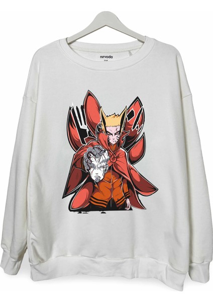 Naruto Baryon Mod Baskılı Bisiklet Yaka Oversize Sweatshirt Anime Manga