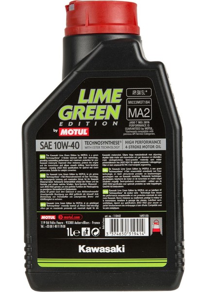 Motul Kawasaki Lime Green Edition 10W40 1 Litre Motor Yağı