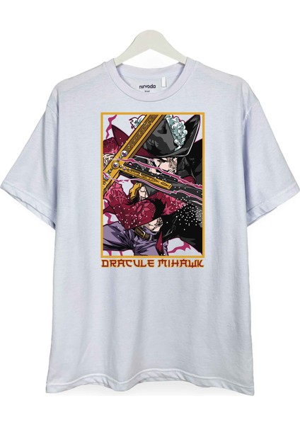 Dracule Mihawk One Piece Baskılı Loose Fit Bisiklet Yaka Unisex Tişört