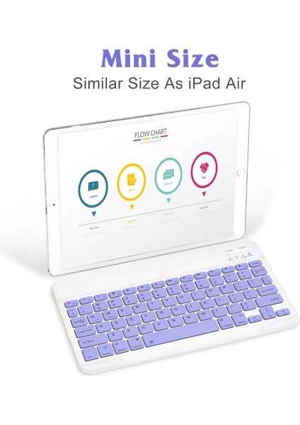 Everest Everpad DC-8015 7" Uyumlu Kablosuz Bluetooth Şarj Edilebilir Mini Q Klavye - Mor