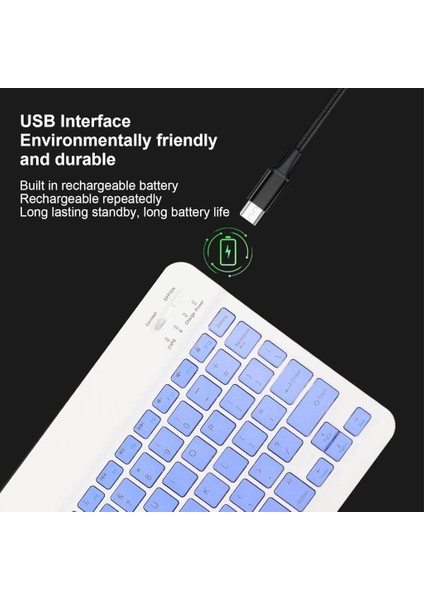 Everest Everpad DC-8015 7" Uyumlu Kablosuz Bluetooth Şarj Edilebilir Mini Q Klavye - Mor
