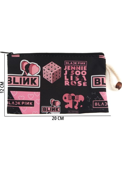 Blackpink K-Pop Desenli Kalemlik Fermuarlı Makyaj Çantası Orta Boy 12CM x 20CM fiyatları