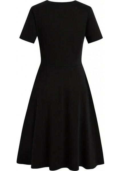 Kadın Kısa Kollu Bisiklet Yaka Ithal Krep Kiloş Elbise indirimleri