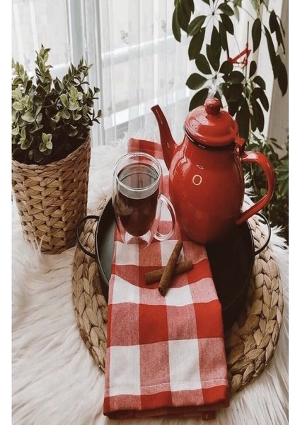 Belmodkırmızı Ekose Kare Kumaş Peçete 40*40CM 6 Adet Davet Sofrası Kutlama Masa Süslemesi