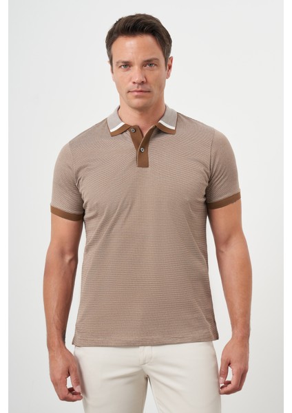 Erkek Taba Trend Polo Yaka Dynamic Fit T-Shirt