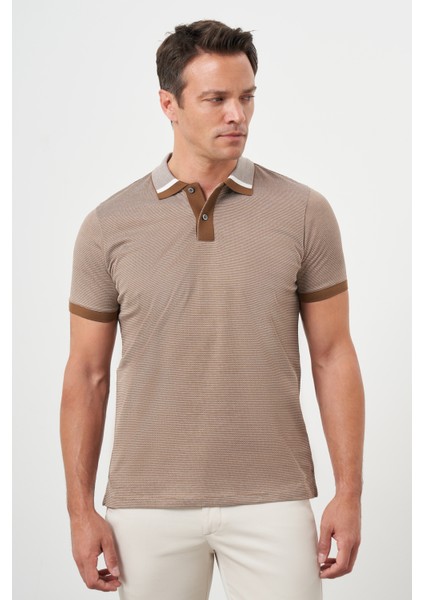 Erkek Taba Trend Polo Yaka Dynamic Fit T-Shirt